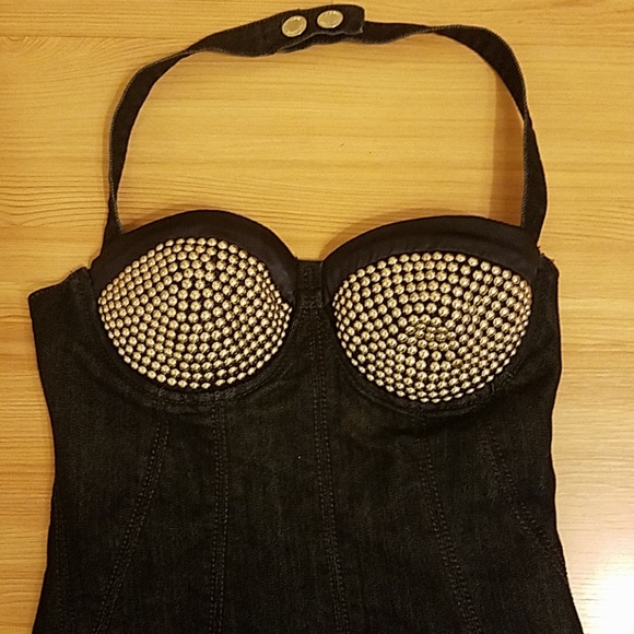 Marciano Dresses & Skirts - NWOT Marciano Studded Stretch Denim Dress 4